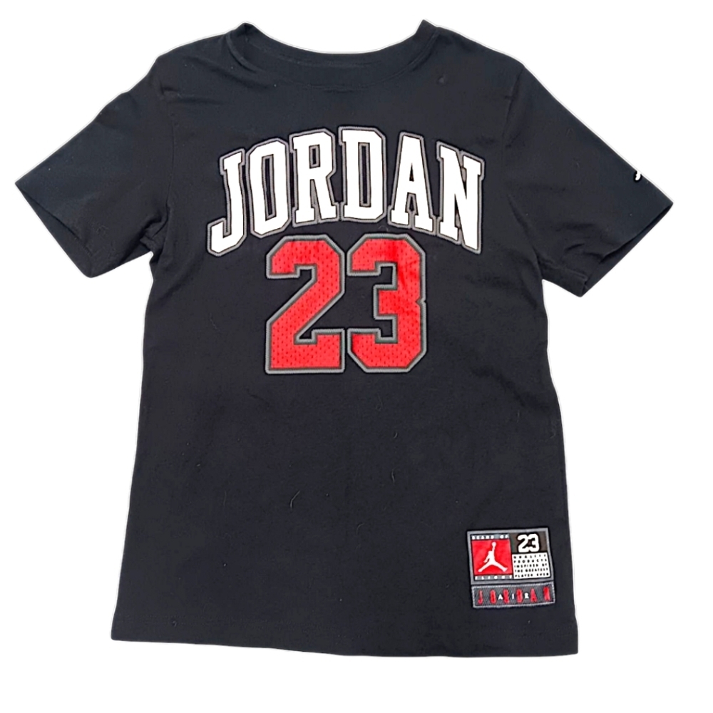 Jordan Air Boys Black Athletic Graphic Logo Jumpman Short Sleeve T-shirt
